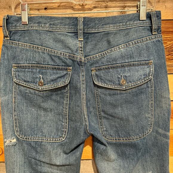 FP We The Free Low Rise Distressed Raw Hem Button Back Pocket Crop Jeans Size 25 - Picture 11 of 14